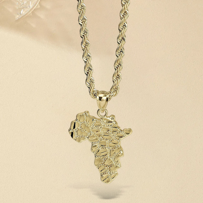 Nugget Africa Map Vintage Pendant Necklace