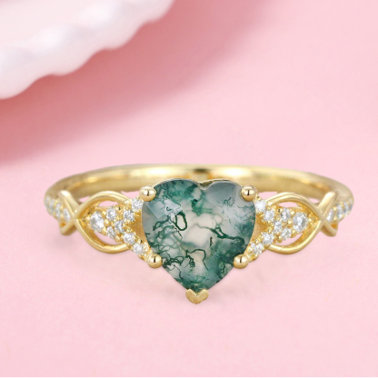 Heart Shaped Moissanite Cluster Engagement Ring Engraved Ring