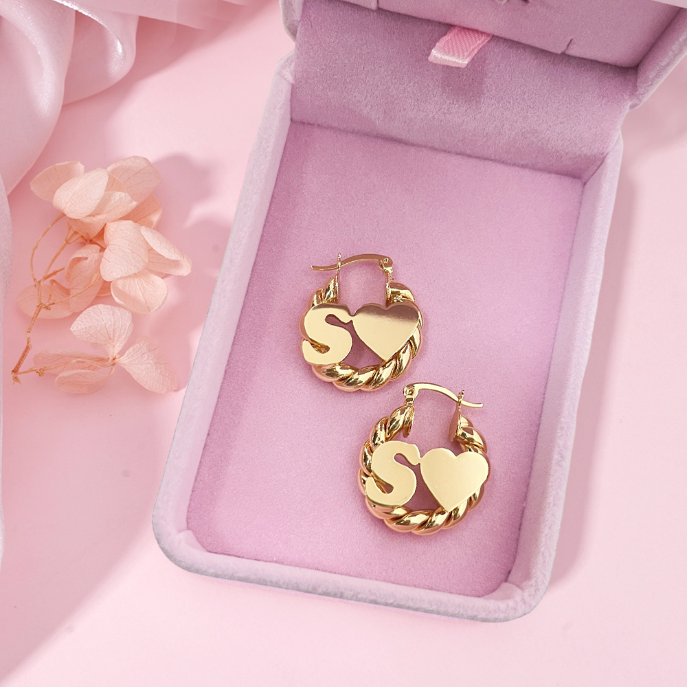 Custom Letter Mini Hoop Earrings 