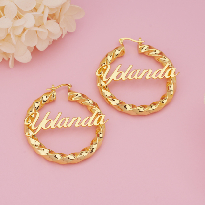 Personalized Twist Hoop Earring Fashion Name Earrings 