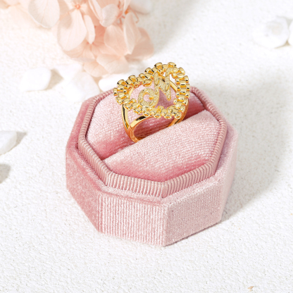 RX Style Heart Diamond Cut Ring Personalized Custom Initial Ring