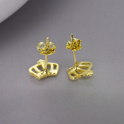 Crown CZ Push Back Stud Earrings 