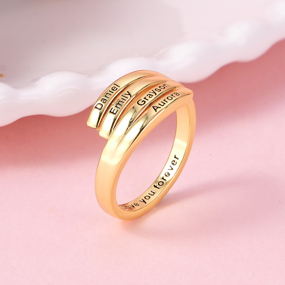 Personalized 4 Names and Inside Engraving Ring