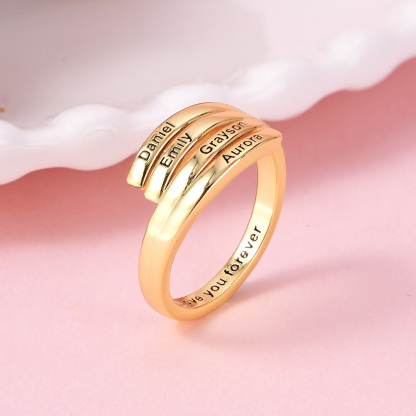 Personalized 4 Names and Inside Engraving Ring