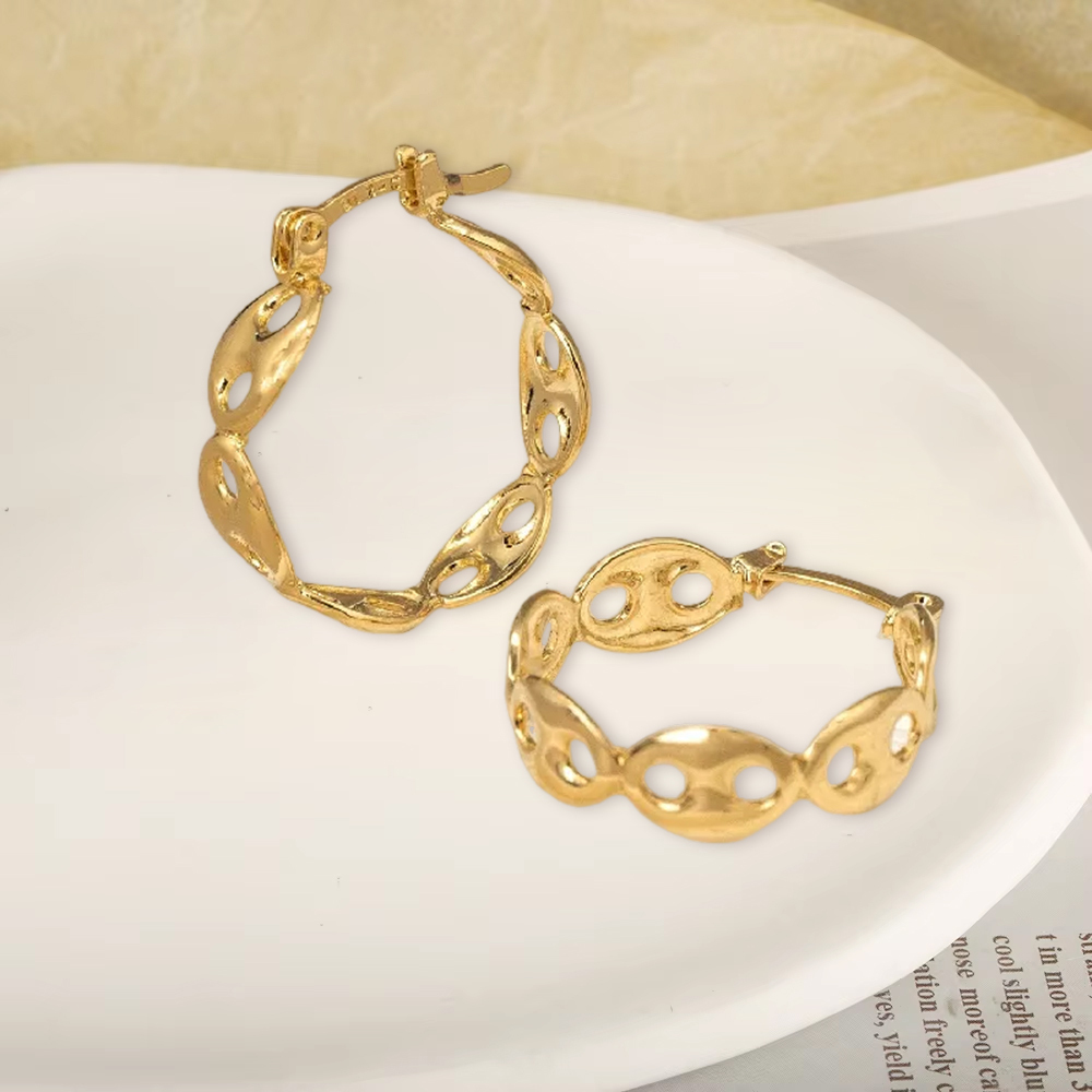 Puffed Mariner Hoop Earrings