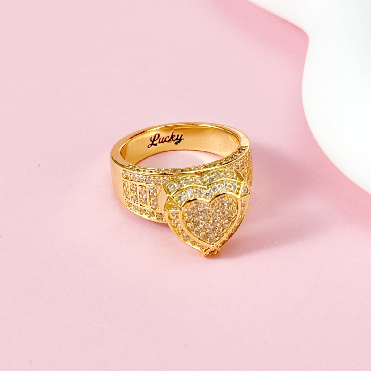 Heart Promise Ring Gold Plated Personalized Engraved Ring Love Ring