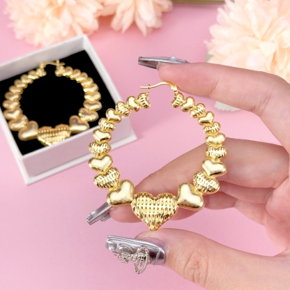 Gold Plated Multi Heart Hoop Earrings