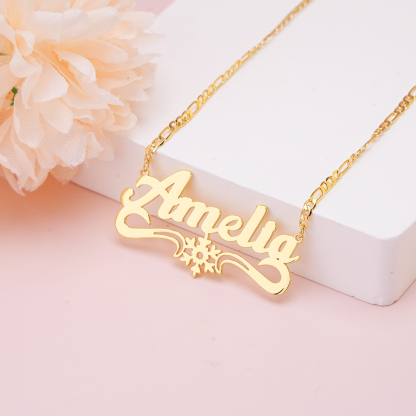 Personalized Snow Design Gold Plated Name Necklace