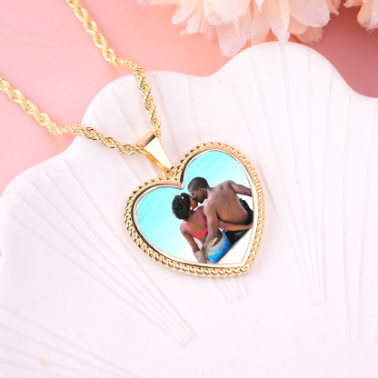 Heart Shaped Personalized Custom Photo Necklace 