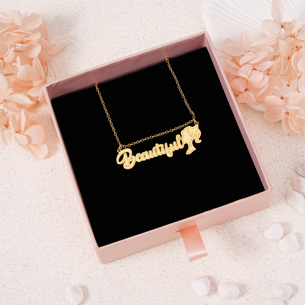 Cartoon Girls Doll Nameplate Pendant Personalized Name Necklace