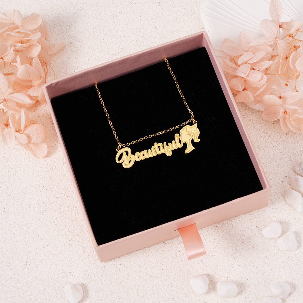 Cartoon Girls Doll Nameplate Pendant Personalized Name Necklace