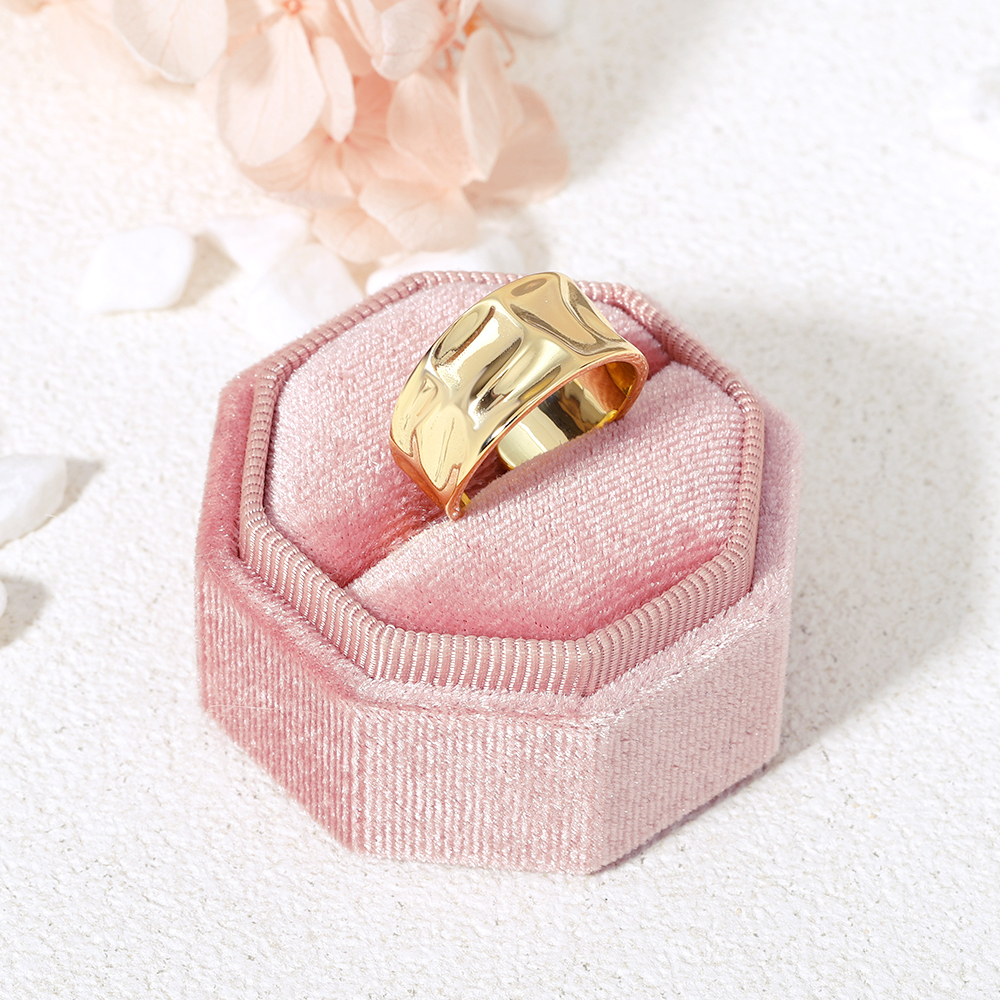 Hammered Adjustable Open Ring Gold Plated Dainty Chunky Ring