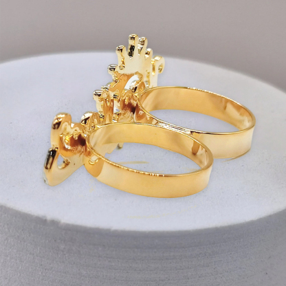 Two Tone Crown Ring Personalized Name Ring Two Finger Ring