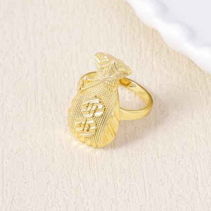 Money Bag Ring Custom Gold Plated Engraved Ring 