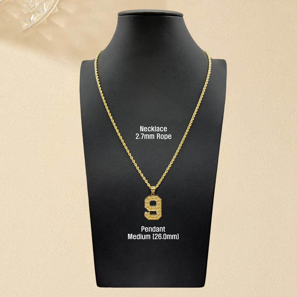 Custom Diamond Cut Number Pendant Necklace