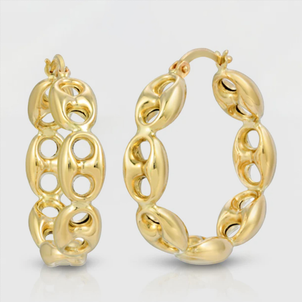 Puffed Mariner Hoop Earrings