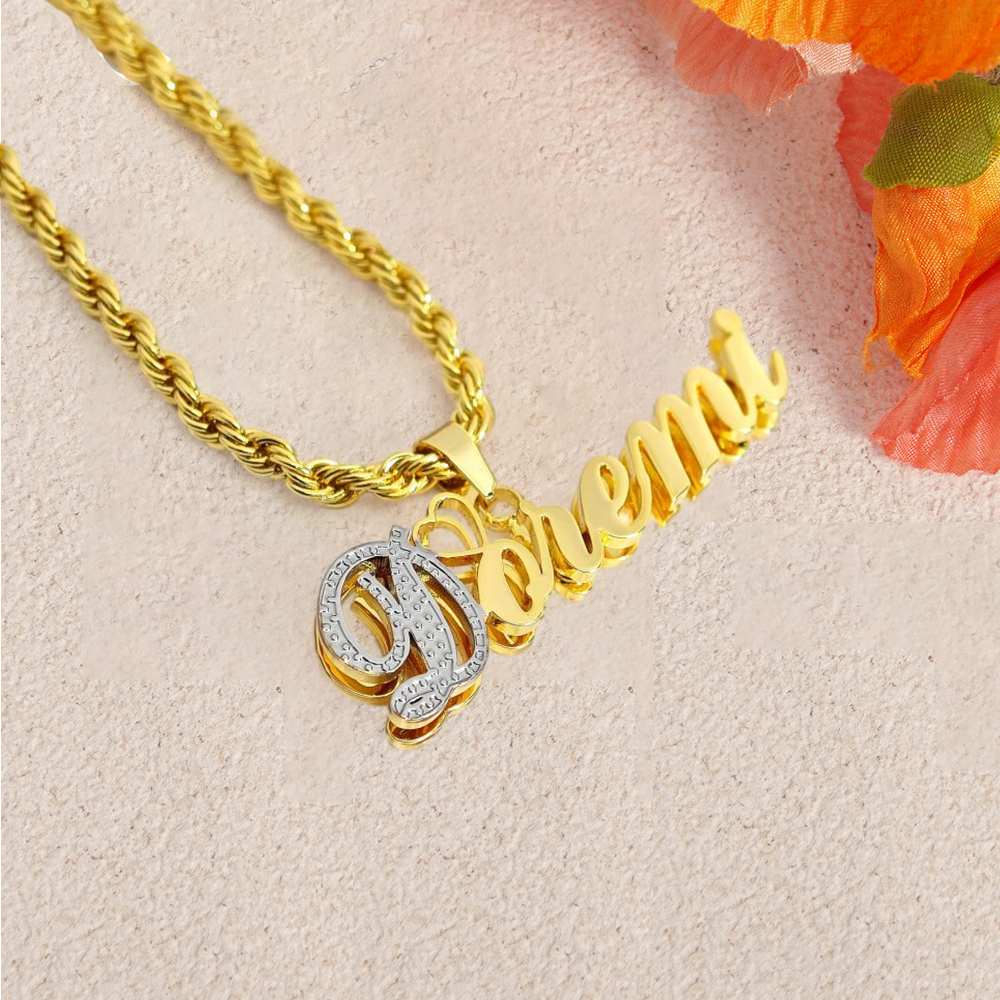 Custom Double Plated Two Tone Name Necklaces