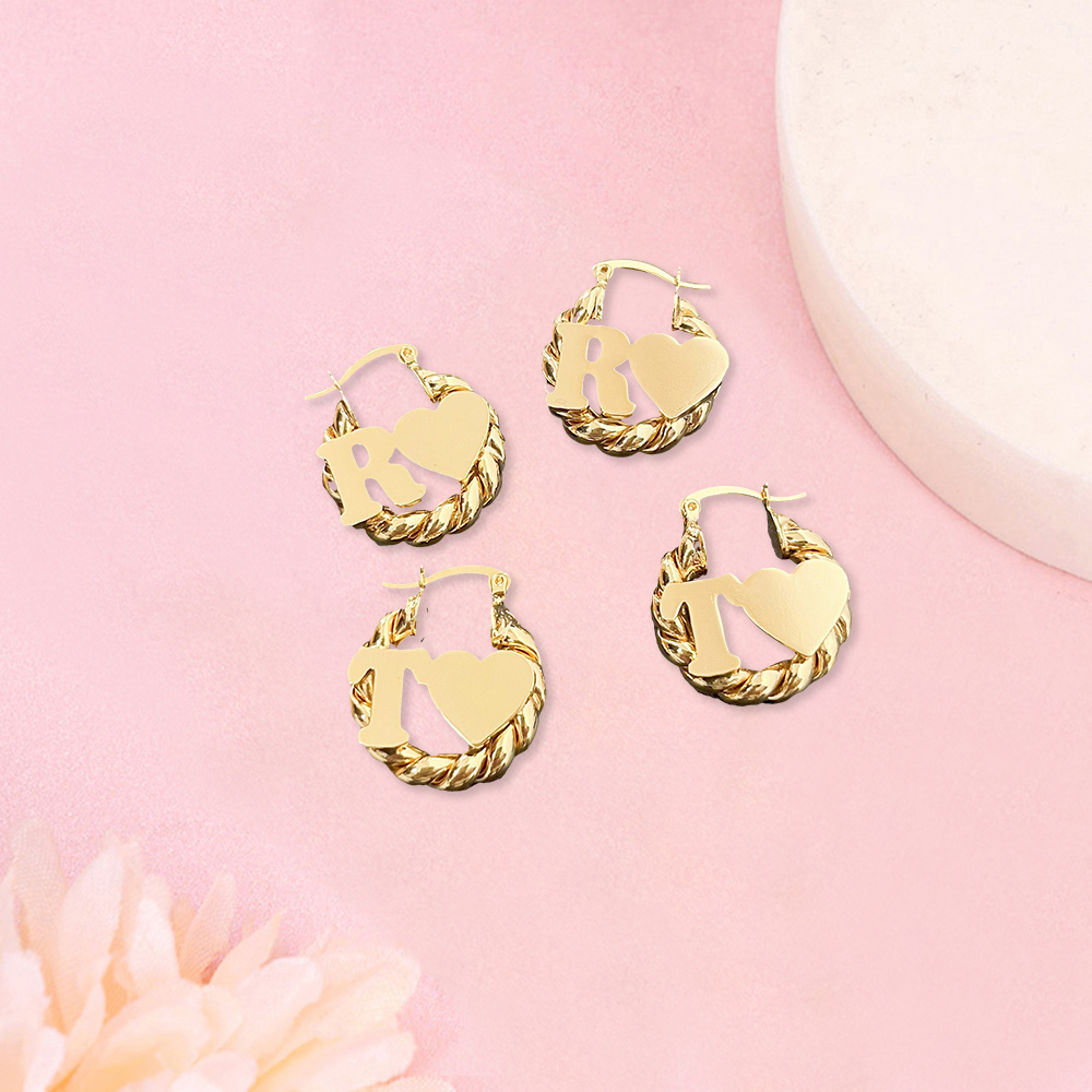 Custom Letter Mini Hoop Earrings 