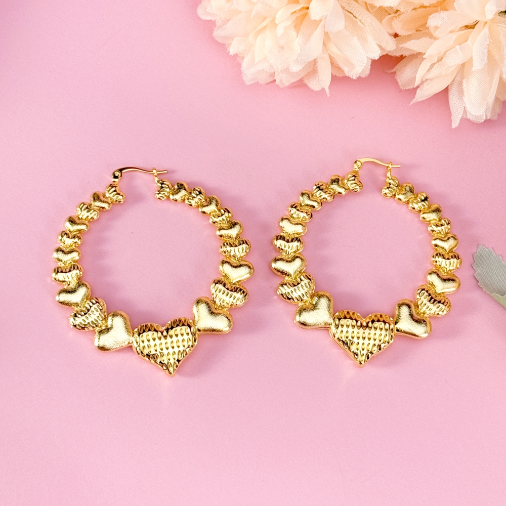 Gold Plated Multi Heart Hoop Earrings