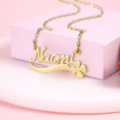 Four Leaf Clover Name Necklace