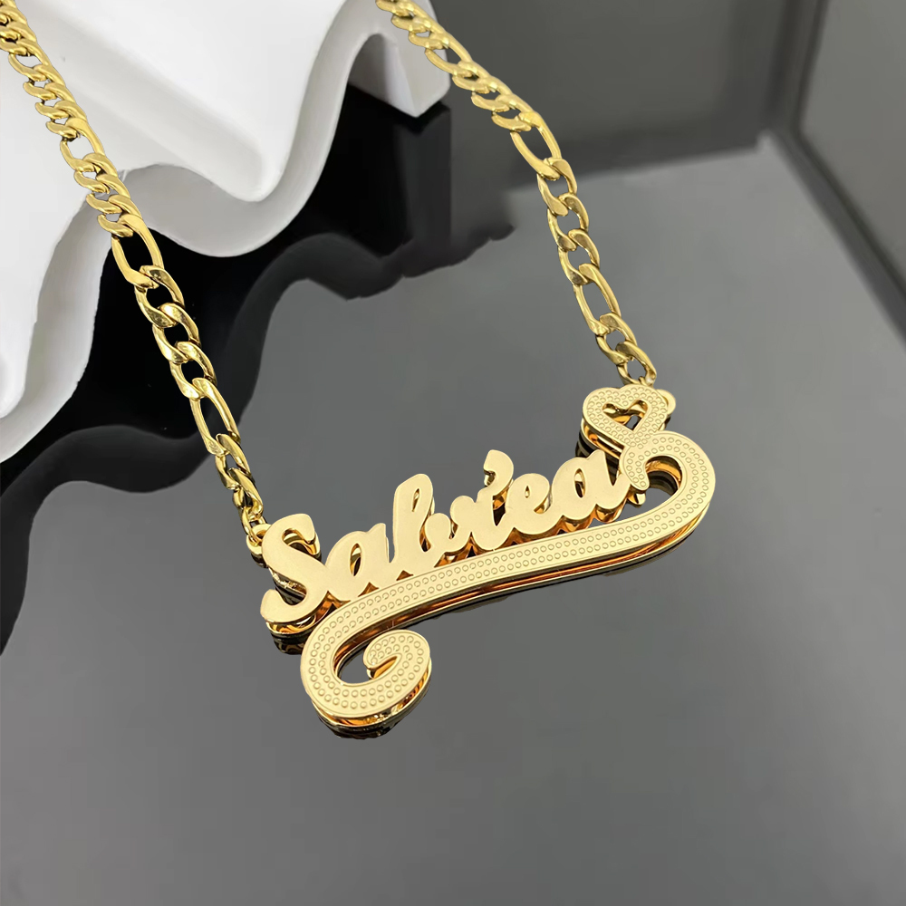 Personalized Double Plated Name Necklaces With Heart