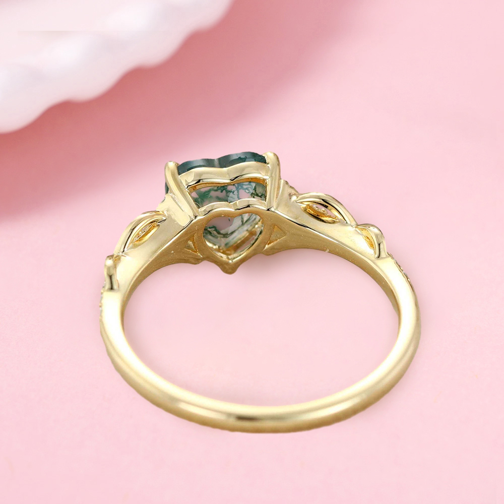 Heart Shaped Moissanite Cluster Engagement Ring Engraved Ring
