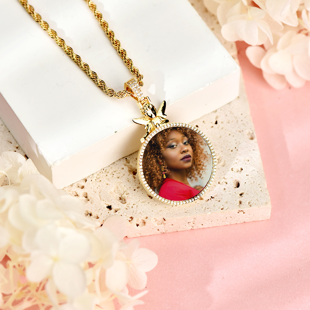 Angel Picture Pendant Custom Photo Necklace for Hip Hop Men Women Necklace