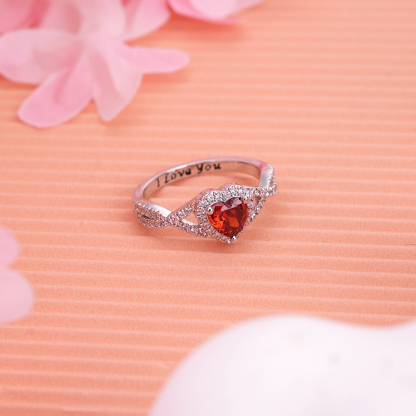Heart Clear Promise Ring Personalized Custom Engraved Ring Valentine's Day Gift