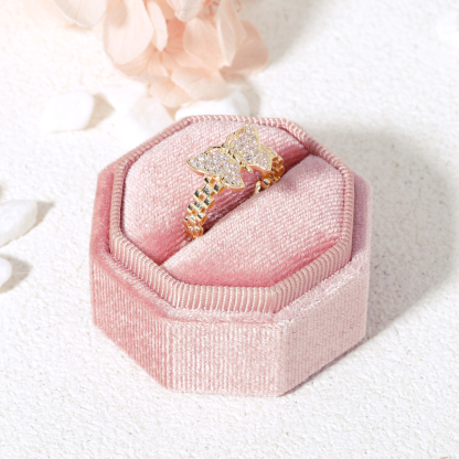 RX Style Watch Band Pink Butterfly Ring Engraved Ring Custom Rings