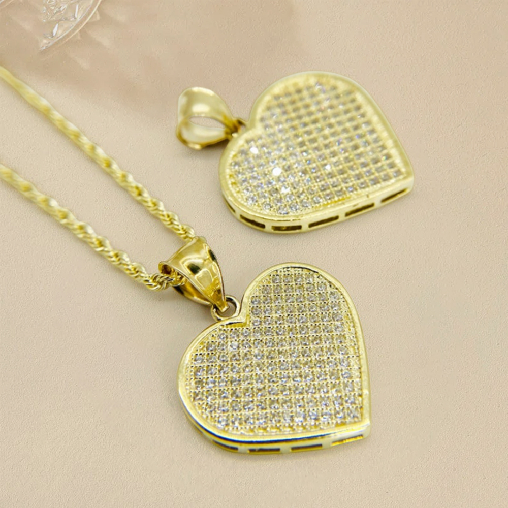 Classic Love CZ Heart Charm Gold Plated Necklace