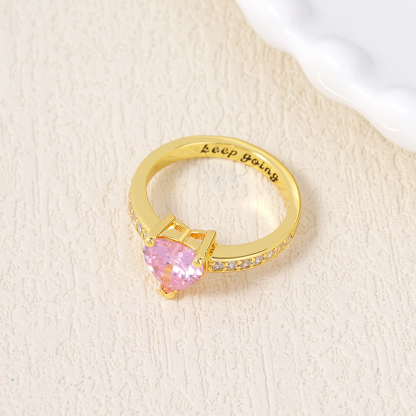 Custom Birthstone Crystal Heart Promise Ring Gifts For Women