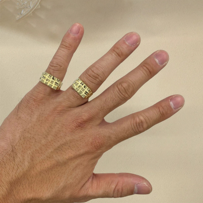 Nugget Square Ring Custom Engraved Ring