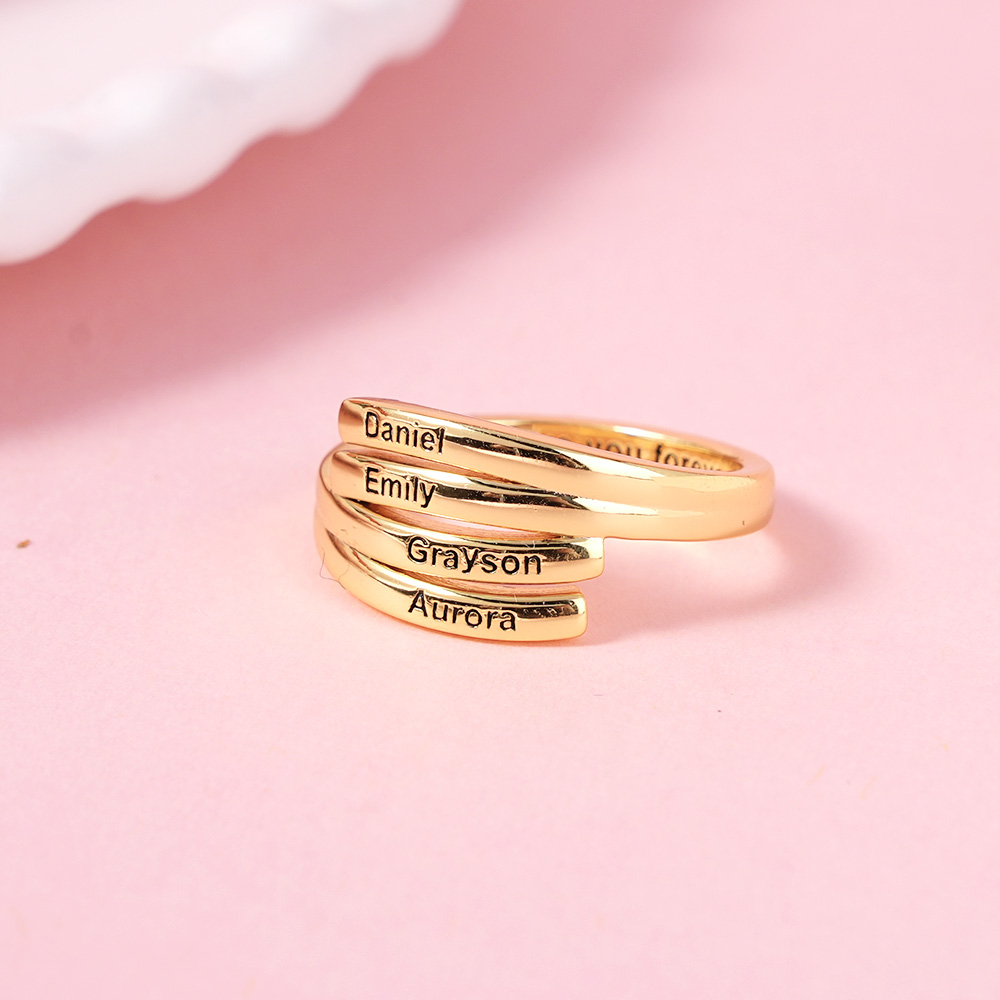 Personalized 4 Names and Inside Engraving Ring