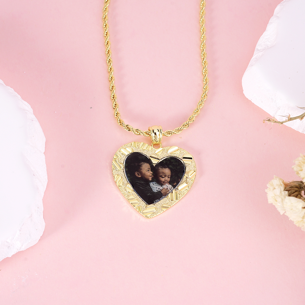 Personalized Nugget Heart Necklace With Picture Inside