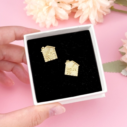 Trap House Stud Earrings Gold Plated Earrings