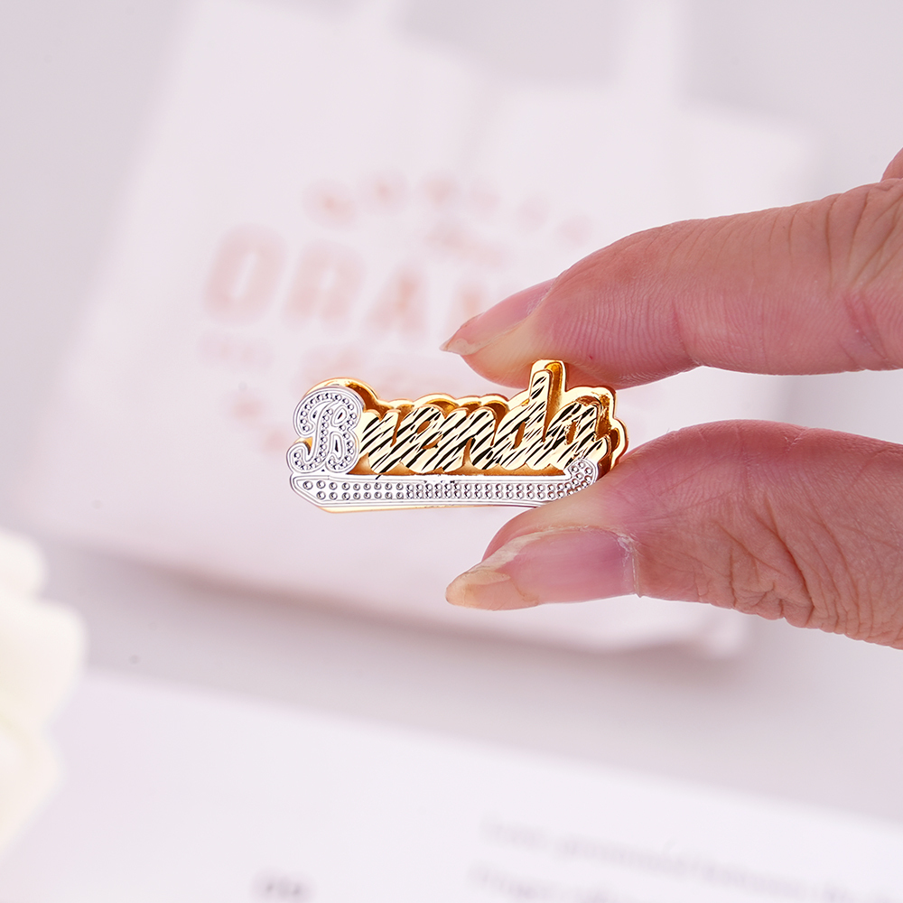 Double Plate Two Tone Nameplate Personalized Custom Gold Plated Name Earrings