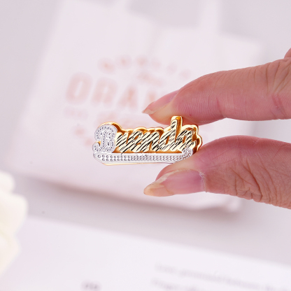 Double Plate Two Tone Nameplate Personalized Custom Gold Plated Name Earrings