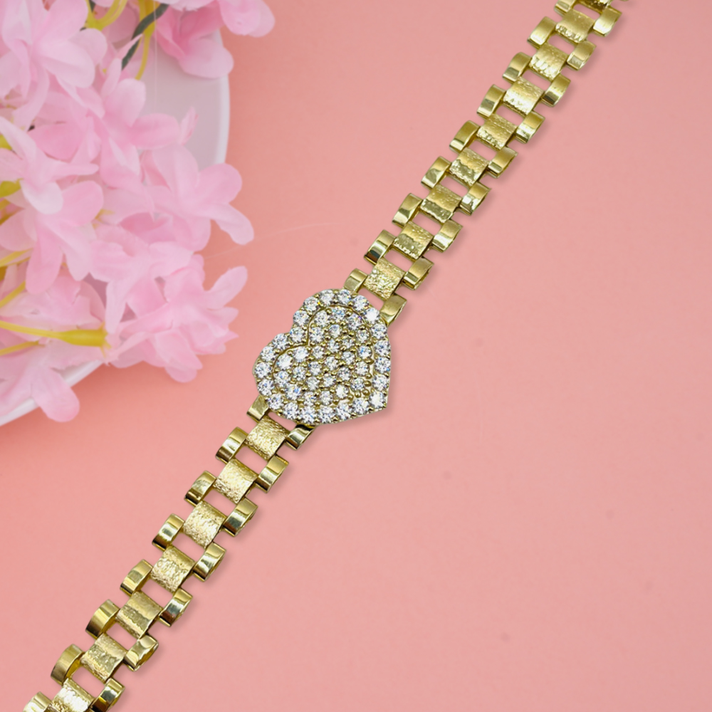 RX Bracelet With Pink Or White Heart Charm President Link Chain Bracelet 