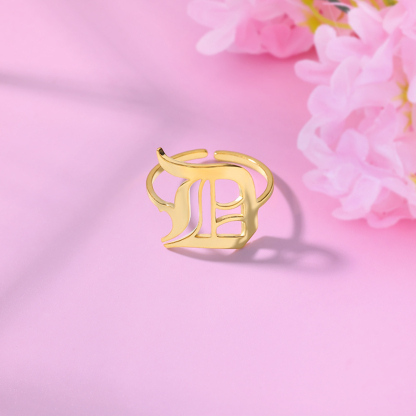 Initial A-Z Initial Letter Rings Personalized Old English Initial Ring