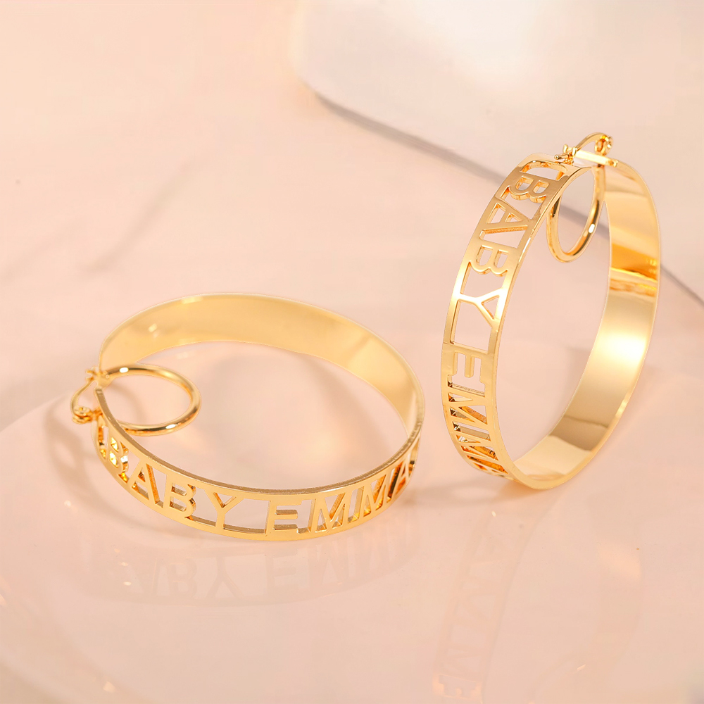 Heart Hoop Earrings Custom Name Earrings