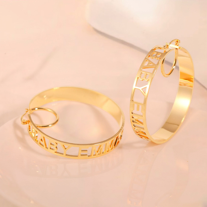 Heart Hoop Earrings Custom Name Earrings