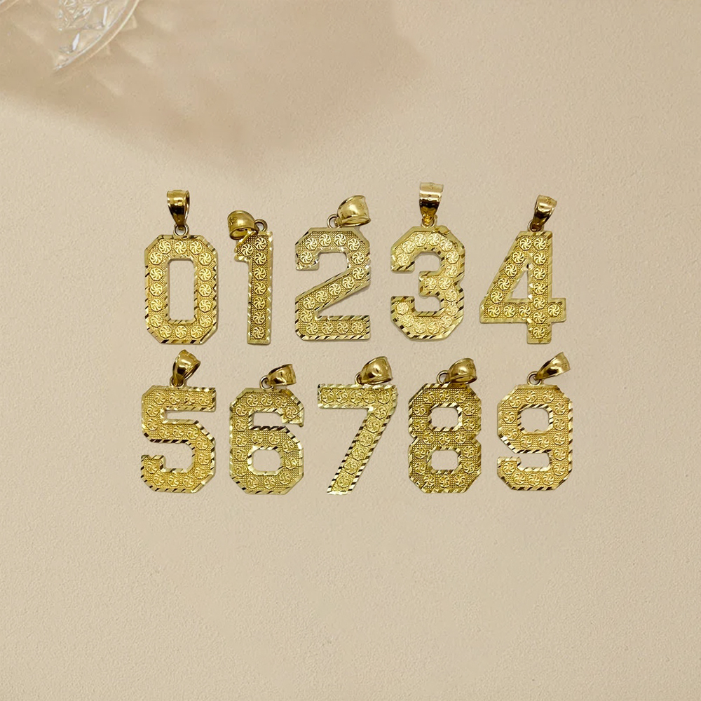 Custom Diamond Cut Number Pendant Necklace