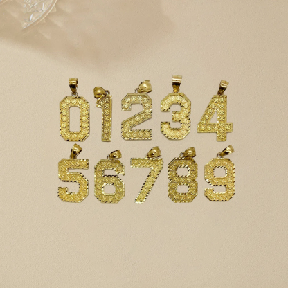 Custom Diamond Cut Number Pendant Necklace