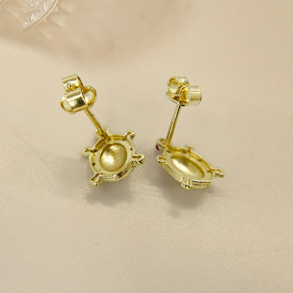 Turtle Stud Earrings Push Back Gold Plated Earrings