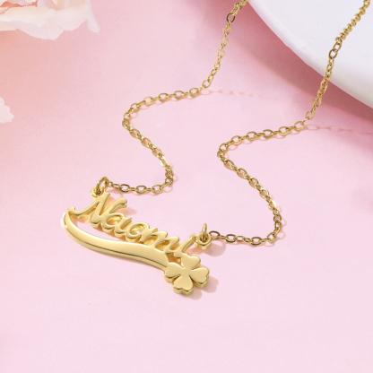 Four Leaf Clover Name Necklace