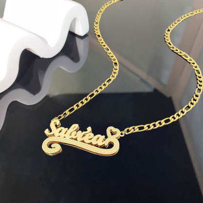 Personalized Double Plated Name Necklaces With Heart