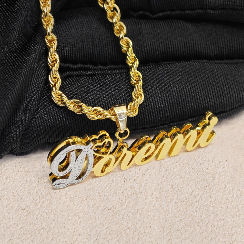 Custom Double Plated Two Tone Name Necklaces