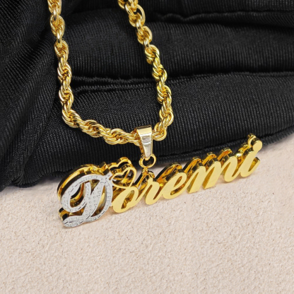 Custom Double Plated Two Tone Name Necklaces