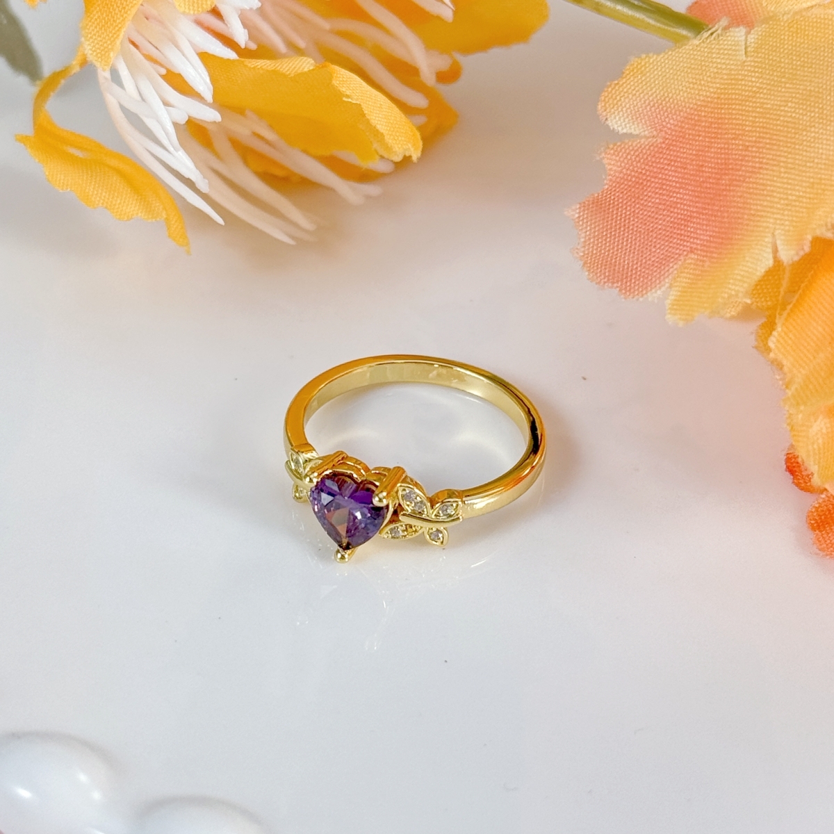 Heart Shape Gemstone Butterfly Ring