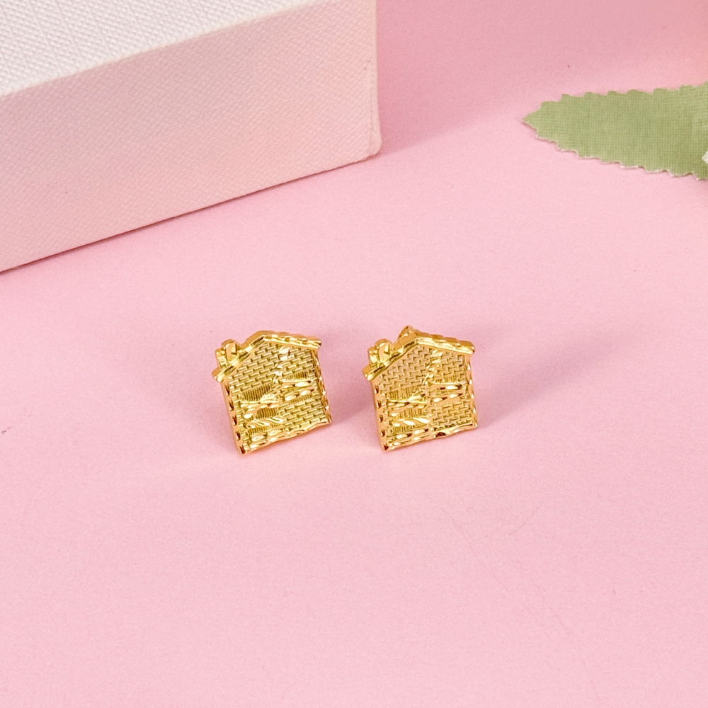 Trap House Stud Earrings Gold Plated Earrings